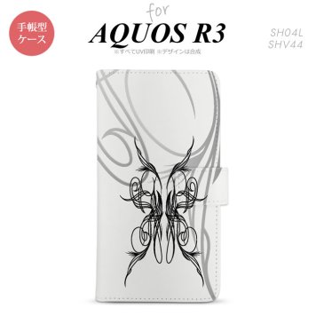 SH-04L/SHV44 AQUOS R3 手帳型スマホケース カバー ピンスト 白 黒  nk-004s-r3-dr1248
