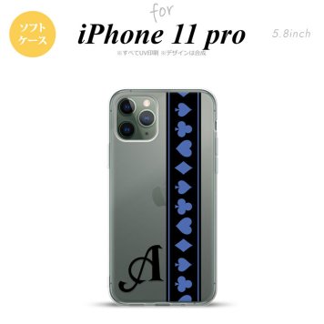 iPhone11Pro iPhone11 Pro スマホケース ソフトケース トランプ 帯 黒 青 +アルファベット メンズ レディース nk-i11p-tp525i