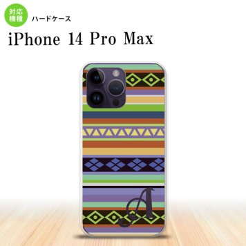 iPhone14 ProMax iPhone14 Pro Max スマホケース 背面ケース ハードケース エスニック ボーダー 青 +アルファベット 2022年 9月発売 nk-i14pm-1562i