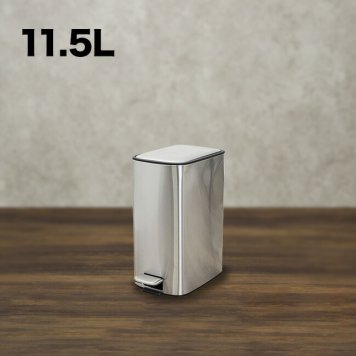 bcl ステンレスダストボックス 11.5L [ゴミ箱 おしゃれ スリム ステンレス ふた付き ペダル式 シンプル 袋 見えない 静音 縦型 インナーボックス付き コンパクト トイレ 洗面所 サニタリー おむつ シルバー お手入れ 簡単] 3-4W