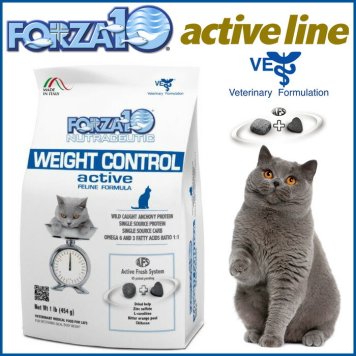 フォルツァ10 キャットフード ウェイトコントロール アクティブ 体重管理/無添加/アレルギー対応/猫用品/ねこ/ペット用品 （低カロリーの健康維持食事療法食） 454g