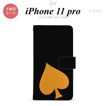 iPhone11Pro iPhone11 Pro 手帳型スマホケース カバー トランプ スペード 黒 オレンジ  nk-004s-i11p-dr544