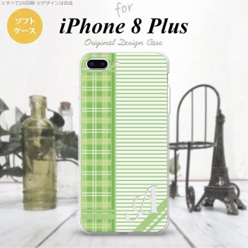 【iPhone8Plus】【スマホケース/スマホカバー】【アイフォン8プラス】iPhone8Plus スマホケース ケース アイフォン8プラス イニシャル チェック・ボーダー 緑 nk-ip8p-tp1603ini【メール便送料無料】