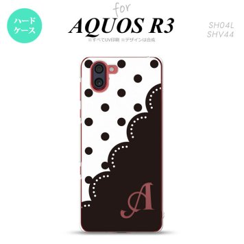 SH-04L SHV44 R3 AQUOS R3 スマホケース カバー ドット レース A 黒 +アルファベット nk-r3-344i