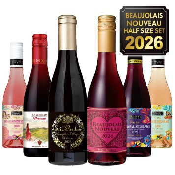 ワイン【ハーフサイズ6種 飲み比べ】 拘りのヌーヴォーを気軽に楽しむ ボジョレー ヌーボー 2026 瓶 ハーフボトル 6本セット 赤4・ロゼ1・オレンジ1 (各375ml) ヴィラージュ・ヌーヴォー 送料無料 11/19(木)解禁 【包装済】 ◎