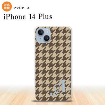 iPhone14 plsu iPhone14 plsu スマホケース 背面ケースソフトケース 千鳥 格子 大 茶 +アルファベット 2022年 10月発売 nk-i14pl-tp925i