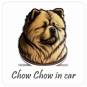 ドッグ カーステッカー イラスト付 Dog in Car チャウチャウ B タイプ セーフティサイン 犬種別 正方形 13x13cm シール リア あおり運転対策 Dog Sticker 屋外 屋内 防水 かわいい おしゃれ 安全対策 カーサイン