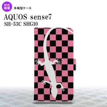 sense7 sense7 手帳型スマホケース カバー トカゲ 市松 ピンク 2022年 11月発売 nk-004s-sens7-dr863