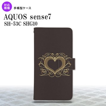 sense7 sense7 手帳型スマホケース カバー ハート 飾り 茶 2022年 11月発売 nk-004s-sens7-dr611