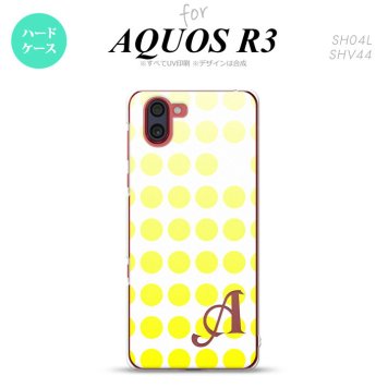 SH-04L SHV44 R3 AQUOS R3 スマホケース カバー 水玉 黄 +アルファベット nk-r3-1371i