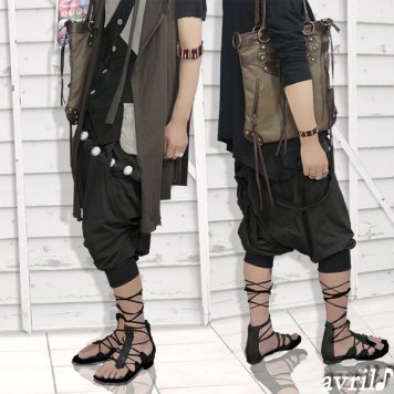 サルエルパンツ メンズ サルエル 黒 サロン系 　 2wayメタルB仕様 サス付ドレープサルエルパンツ （黒）BLACK　ショート ハーフ  母の日 福袋 　  2020