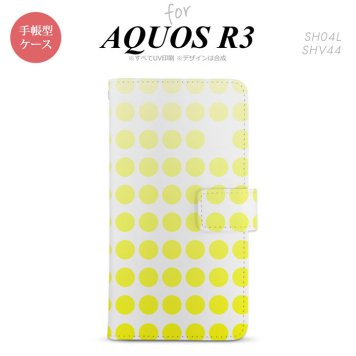 SH-04L/SHV44 AQUOS R3 手帳型スマホケース カバー 水玉 黄  nk-004s-r3-dr1371