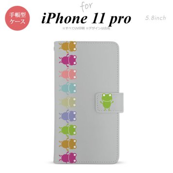iPhone11Pro iPhone11 Pro 手帳型スマホケース カバー カエル かえる 帯 グレー  nk-004s-i11p-dr672