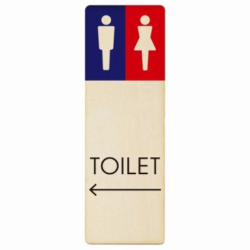 トイレ プレート 木製 男女 A1 左 矢印 長方形 縦書き 9x27cm 方向案内 進路ドア サインステッカー ピクトサイン トイレマーク表示 案内 注意 施設 御手洗 TOILET おしゃれ シンプル 安全対策