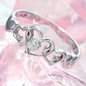 指輪 リング ダイヤモンド 合計 0.08ct ハート 透かしデザイン レディース K10 K18 プラチナ 選択可 重ね付け ピンキーリング 華奢 アクセサリー プレゼント ギフト