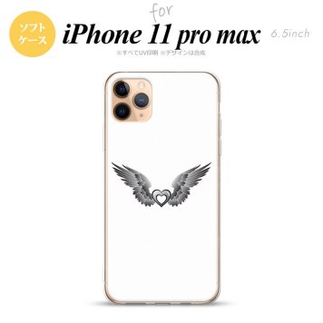 iPhone11ProMax iPhone11pro max スマホケース ソフトケース 黒翼 ハート 白 グレー メンズ レディース nk-i11pm-tp470