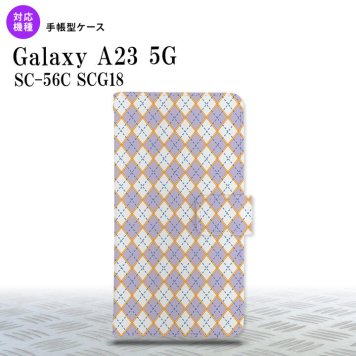 Galaxy A23 GalaxyA23 手帳型スマホケース カバー アーガイル 紫 青 2022年 10月発売 nk-004s-a23-dr1409
