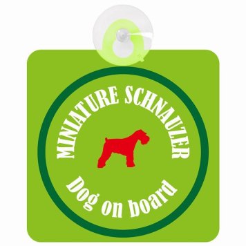Miniature Schnauzer ミニチュアシュナウザー ライトグリーン＆グリーン 車 窓ガラス 吸盤タイプ DOG IN CAR かっこいい おしゃれ 犬 シルエット アメ雑風 カラフル ドッグインカー ドッグオンボード 安全対策 セーフティサイン デコ 外出 ドライブ カーサイン 吸盤