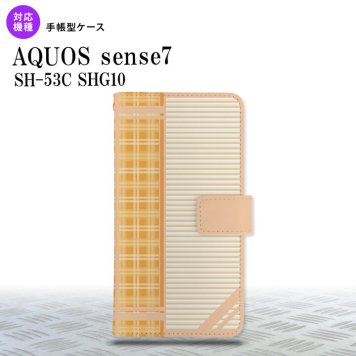sense7 sense7 手帳型スマホケース カバー チェック ボーダー オレンジ 2022年 11月発売 nk-004s-sens7-dr1602