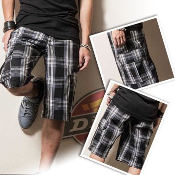 Dickies ディッキーズ メンズ チェック ハーフパンツ　ショートパンツ 3カラー アメカジ 大きいサイズ LL 2L 3L ブラック 黒 白 グレー  スポーツ バスケ母の日 福袋 　  2020