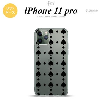 iPhone11Pro iPhone11 Pro スマホケース ソフトケース トランプ スペード クリア 黒 メンズ レディース nk-i11p-tp537