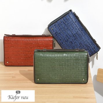 Kiefer neu クロコ型押しレザー オーガナイザー Amore
