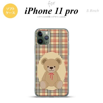 iPhone11Pro iPhone11 Pro スマホケース ソフトケース くま チェック 茶 赤 メンズ レディース nk-i11p-tp752