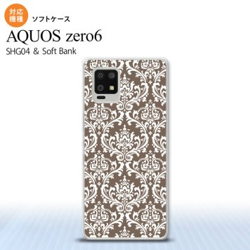 SHG04 SHG04 ZERO6 AQUOS zero6 スマホケース ソフトケース ダマスク A 茶 白 メンズ レディース nk-zero6-tp457