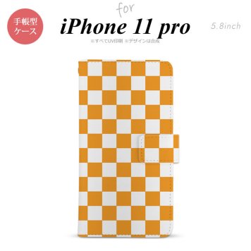 iPhone11Pro iPhone11 Pro 手帳型スマホケース カバー スクエア 白 オレンジ  nk-004s-i11p-dr764