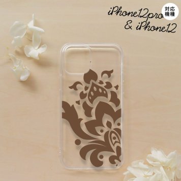iPhone12/iPhone12pro iPhone12 / iPhone12pro スマホケース ソフトケース ダマスク C 茶 メンズ レディース nk-i12-tp1031