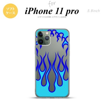 iPhone11Pro iPhone11 Pro スマホケース ソフトケース ファイヤー 炎 クリア 青 メンズ レディース nk-i11p-tp1313