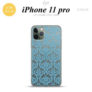 iPhone11Pro iPhone11 Pro スマホケース ソフトケース ダマスク B クリア 水色 メンズ レディース nk-i11p-tp1027