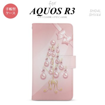 SH-04L/SHV44 AQUOS R3 手帳型スマホケース カバー ツリーオブジェ ピンク  nk-004s-r3-dr305