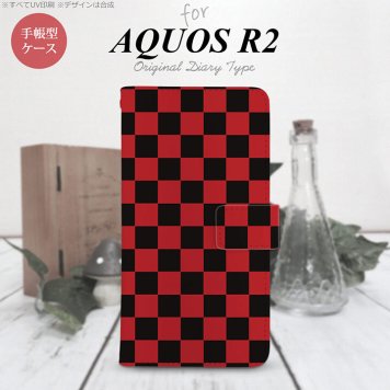 SH-03K/SHV42/706SH AQUOS R2 手帳型スマホケース カバー スクエア 黒 赤  nk-004s-r2-dr763