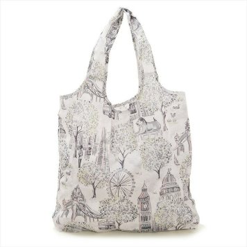 キャスキッドソン Cath Kidston パック トートバッグ エコバッグ 767132 Foldaway Shopper フォルダウェイ ショッパー Mono London Toile ホワイト系マルチ