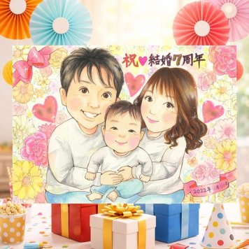 結婚記念日のプレゼントに、写真から仕上げる手描き似顔絵です。 結婚記念日 似顔絵 贈り物 名入れ プレゼント ギフト 手描き 結婚記念日 記念 金婚式 結婚30周年 お祝い 結婚10周年 周年記念 夫婦 家族 ご両親 名入れ 下書き確認 修正無料 一生もの 実績多数 似てる そっくり 結婚記念日 宝物 記念日 感謝 一生もの 披露宴 カラフル 初任給 米寿祝い 感動 バレンタインデー ハロウィン