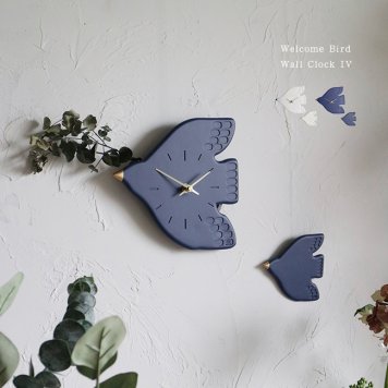 Welcome Bird Wall Clock IV[掛け時計 おしゃれ 北欧 壁掛け時計 鳥 モチーフ ウォールクロック 静音 スイーブ秒針 掛時計 カチカチ 音がしない インテリア 雑貨 壁飾り 時計 ウォールコレクション セット ナチュラル 可愛い]