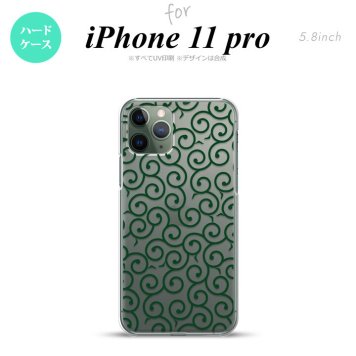 iPhone11Pro iPhone11 Pro スマホケース ハードケース 唐草 クリア 緑 メンズ レディース nk-i11p-1129