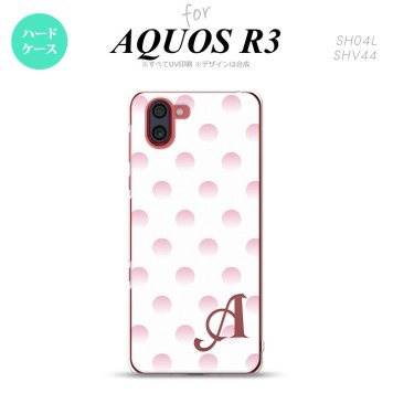 SH-04L SHV44 R3 AQUOS R3 スマホケース カバー ドット 水玉 B 白 ピンク +アルファベット nk-r3-105i