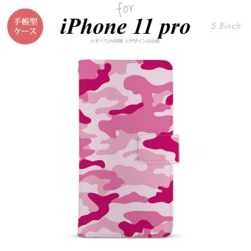 iPhone11Pro iPhone11 Pro 手帳型スマホケース カバー ウッドランド 迷彩 ピンク  nk-004s-i11p-dr1150