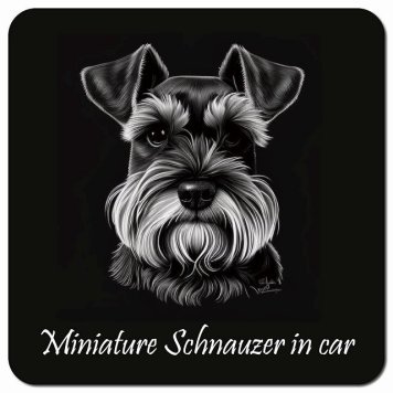 イラスト付 Dog in Car ミニチュアシュナウザー Aタイプ カーサイン 車 マグネットステッカー 犬 マグネット 強力 13x13cm 正方形 おしゃれ かわいい ドラレコステッカー 安全対策 危険運転 煽り運転 アニマル 動物 犬種別 屋外 防水 屋内