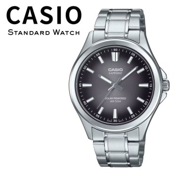 箱なし カシオ 腕時計 メンズ CASIO ソーラー ブラック シルバー メタル ステンレス サファイアガラス 海外モデル 逆輸入 50m防水 電池交換不要 シンプル ビジネス 仕事 就職祝い 誕生日 父の日 プレゼント ギフト 成人 卒業 入学