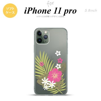 iPhone11Pro iPhone11 Pro スマホケース ソフトケース ハイビスカス D クリア ピンク メンズ レディース nk-i11p-tp1051