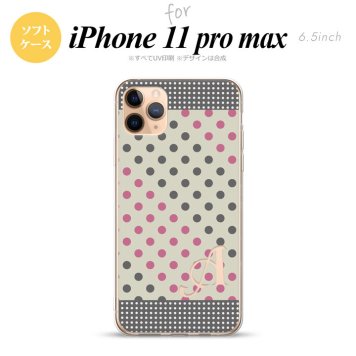 iPhone11ProMax iPhone11pro max スマホケース ソフトケース ドット 水玉 C グレー ピンク +アルファベット メンズ レディース nk-i11pm-tp1649i