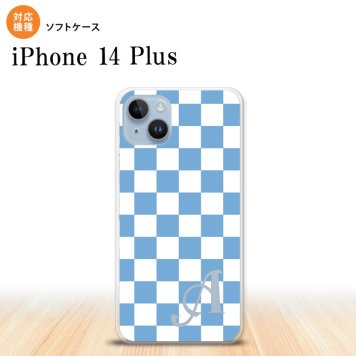 iPhone14 plsu iPhone14 plsu スマホケース 背面ケースソフトケース スクエア 白 青 +アルファベット 2022年 10月発売 nk-i14pl-tp766i