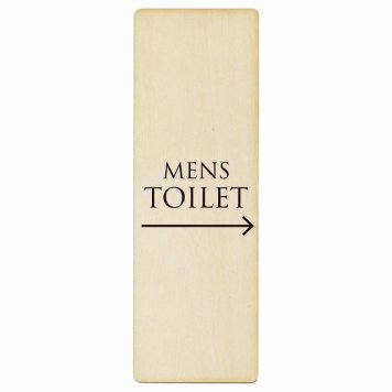 トイレ プレート 木製 MENS 文字タイプ ホワイト ブラック 右 矢印 長方形 縦書き 4x12cm 方向案内 進路ドア サインステッカー ピクトサイン トイレマーク表示 案内 注意 施設 御手洗 TOILET おしゃれ シンプル 安全対策