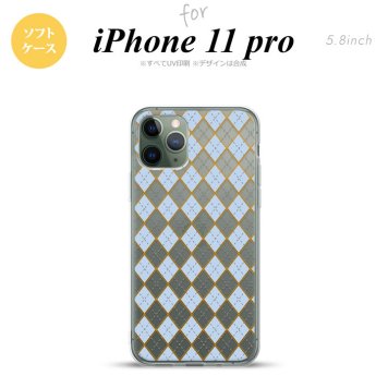 iPhone11Pro iPhone11 Pro スマホケース ソフトケース アーガイル クリア 青 メンズ レディース nk-i11p-tp1414