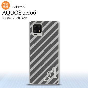 SHG04 SHG04 ZERO6 AQUOS zero6 スマホケース ソフトケース ストライプ グレー +アルファベット メンズ レディース nk-zero6-tp711i