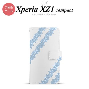 【手帳型 スマホ カバー ケース】【SO02K】【エクスペリア XZ1】手帳型 ケース SO-02K スマホ カバー Xperia XZ1 Compact エクスペリア レースA 水色 nk-004s-so02k-dr1097【メール便送料無料】