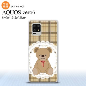 SHG04 SHG04 ZERO6 AQUOS zero6 スマホケース ソフトケース くま チェック レース 茶 メンズ レディース nk-zero6-tp753